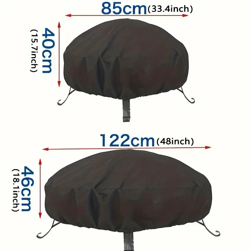 1pcs Fire Pit Cover, Round Firepit Cover,  Dustproof Fire Bowl Cover,  Grill Cover, Waterproof Barbecue Grill Protector 5