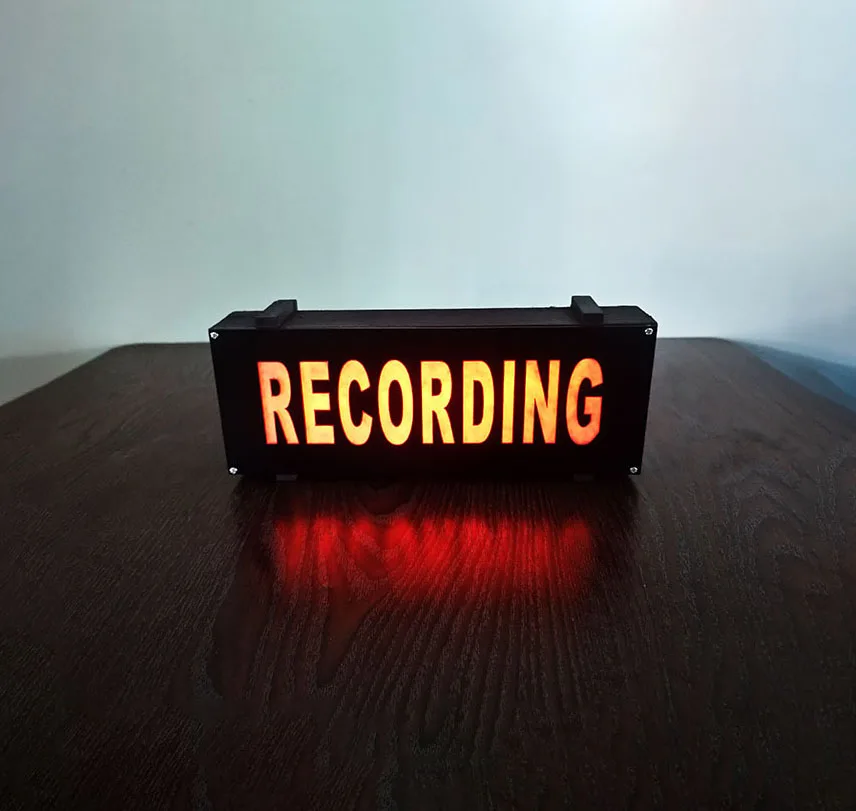 

RECORDING Sign Creative Lighting Black Solid Wood Light Box Led Lights Home Decoration Night Atmosphere Light Desktop Table Lamp