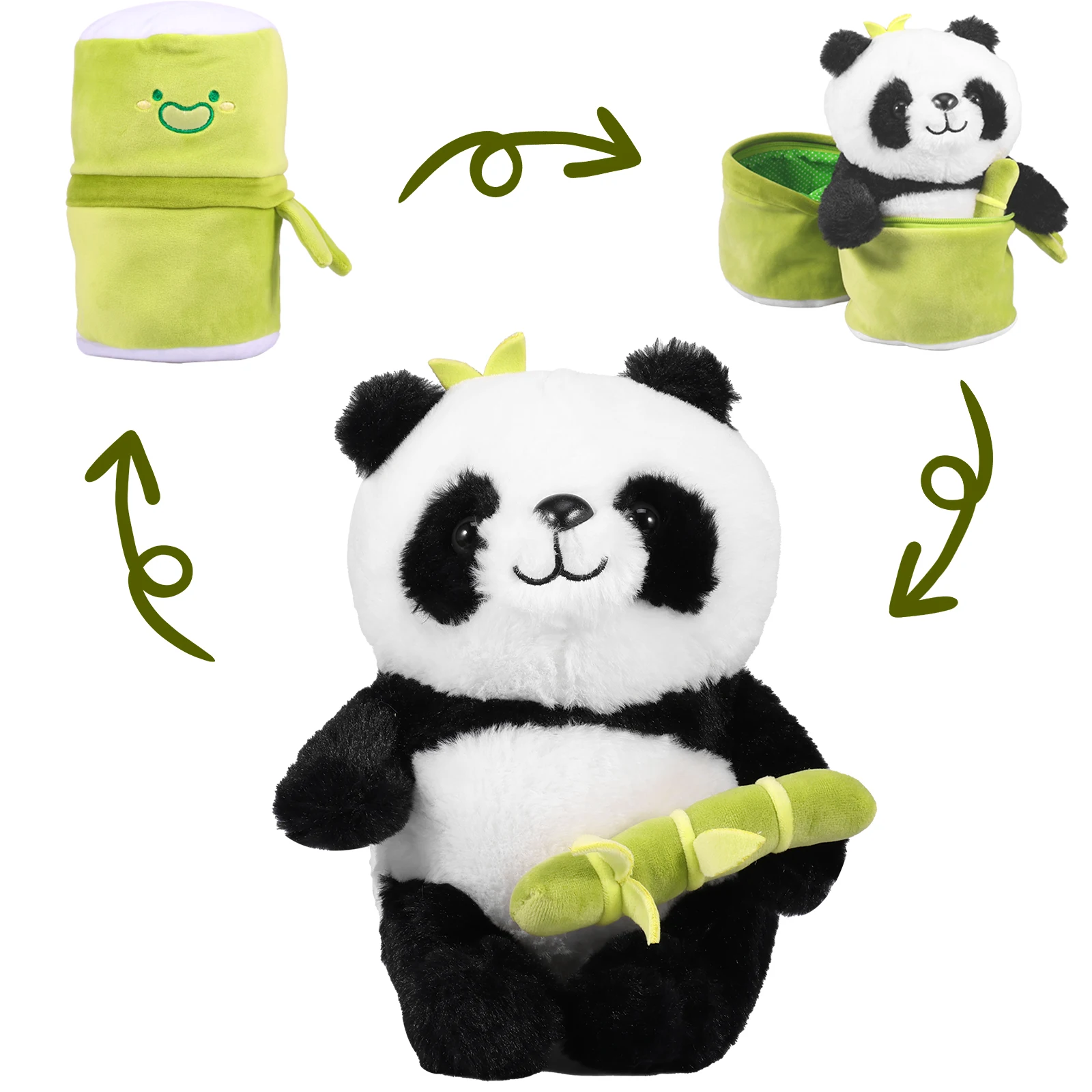 

New Panda Stuffed Animals Soft Panda Bamboo Plush Toy Cute Panda Plush with Bamboo 30cm/11.8in Bamboo Tube Panda Plush Toy Panda