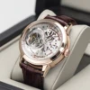 OBLVLO Luxury Retro Casual Men Skeleton Automatic Watches Mechanical Calfskin Strap Mineral Crystal Glass Waterproof Dial 45 VM 2