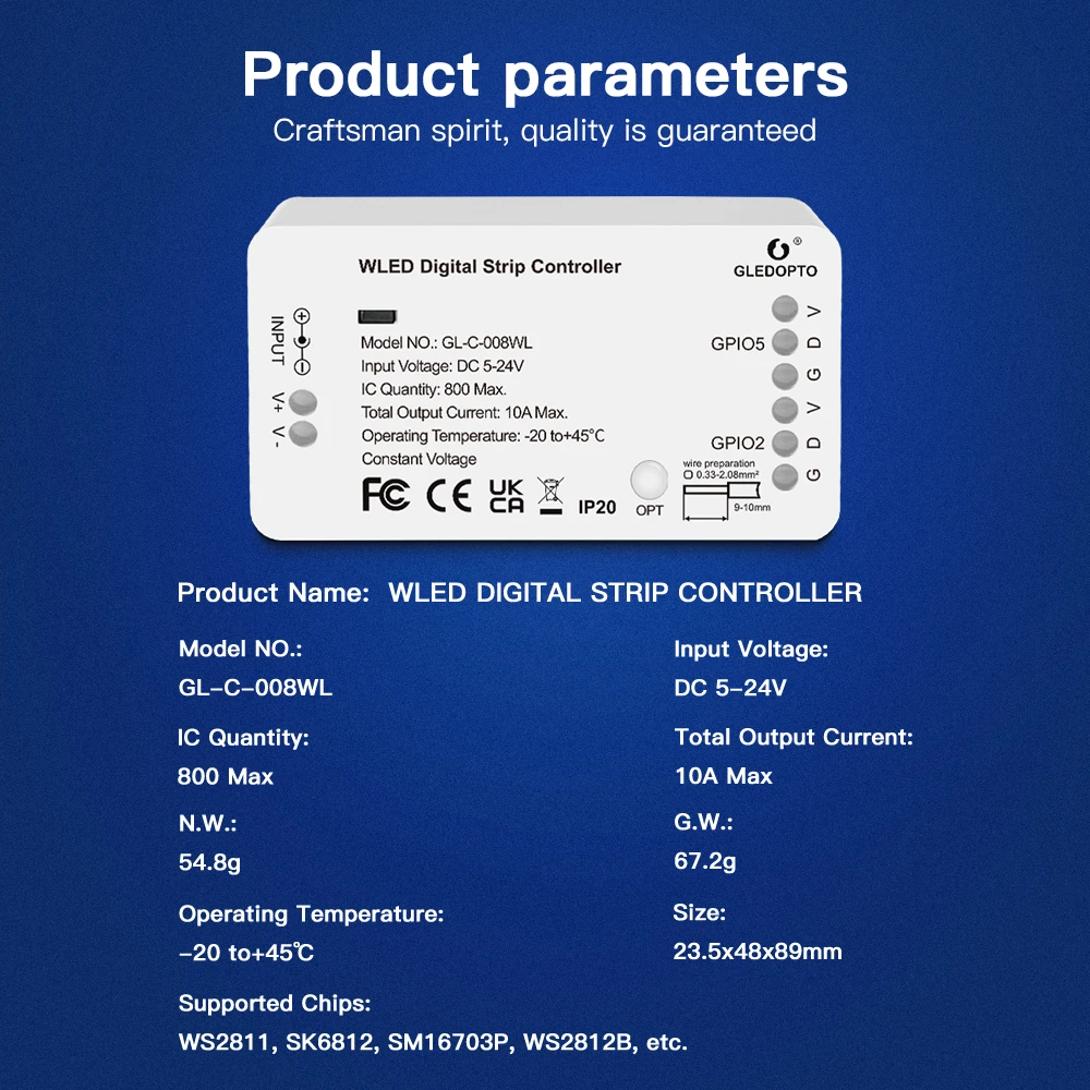 MJJC WLED Controller 5V 12V 24V 100 modalità dinamiche fai da te RGB RGBW Digital Strip Light WS2812B Pixel Lamp Controler WiFi APP Control