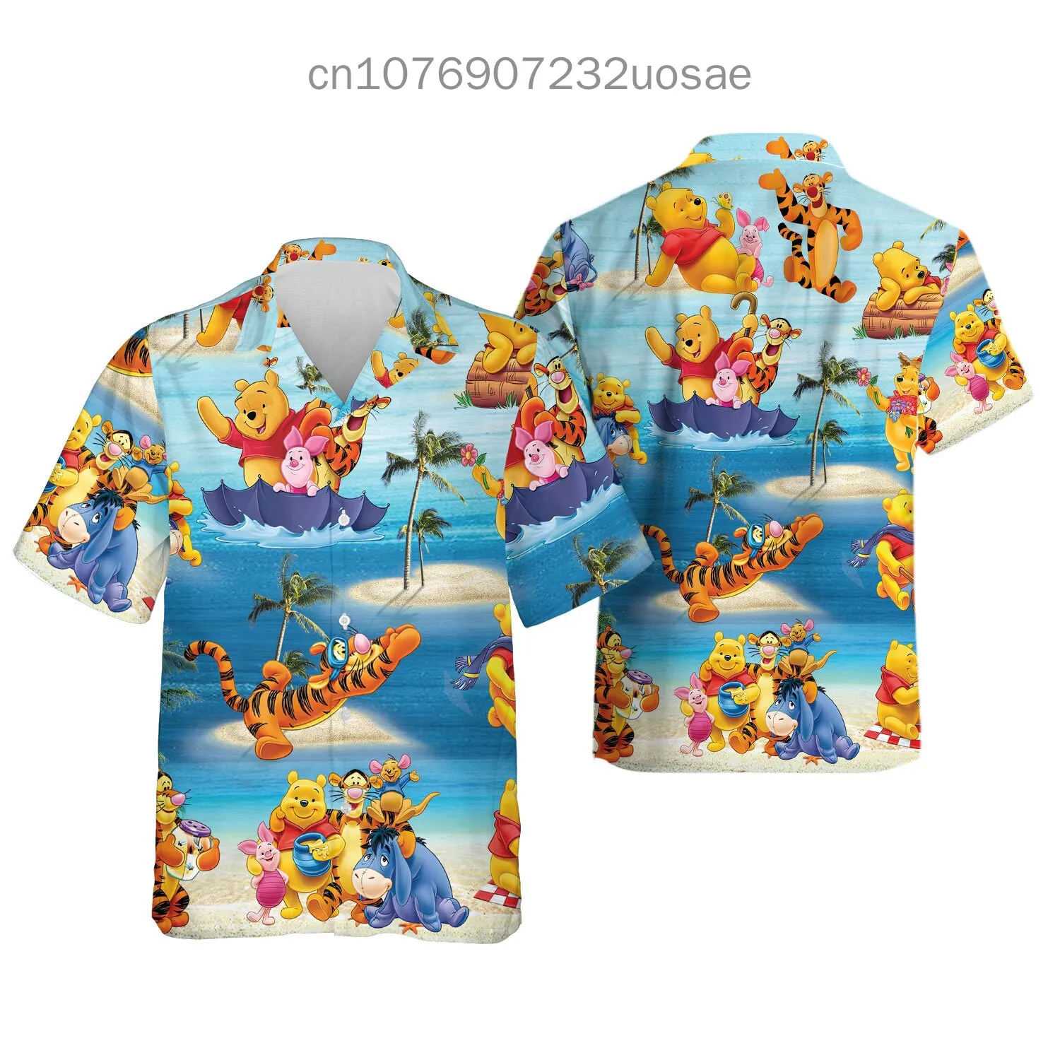 New Winnie The Pooh Camicia Hawaiana Manica Corta Cartoon Disney Camicia Hawaiana Camicia Casual Da Spiaggia A Maniche Corte Camicia Retrò Con Bottoni