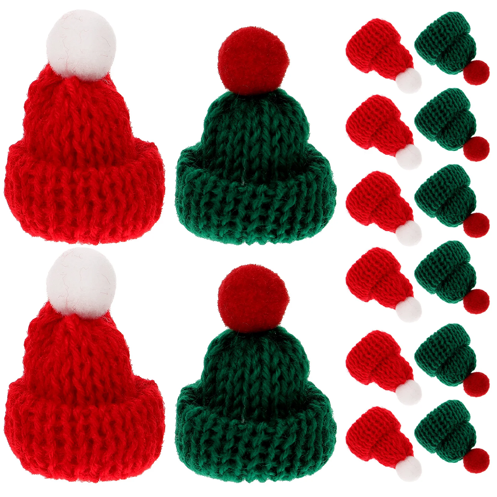 

12/24pcs Christmas Wine Bottle Covers Doll Hats Miniature Hats Bottle Decors Knitted Hat DIY Handmade Accessories Phone Case