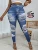 Plus Size Women Skinny Leggings Imitation Printed Ripped Pattern Elastic Sweatpants plaid Casual fashion Knitted Trousers