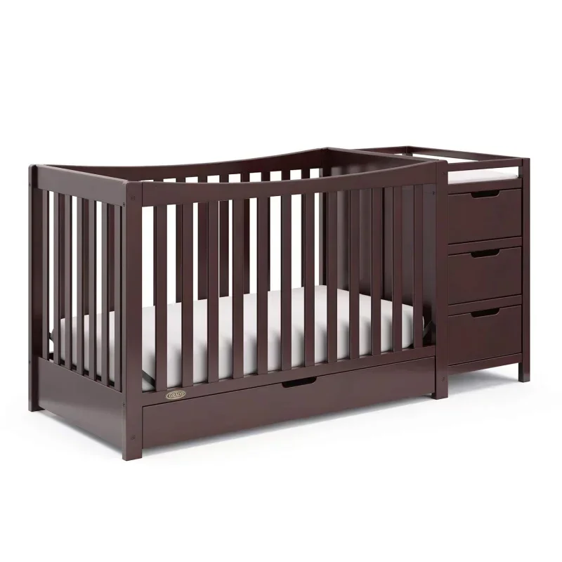 Remi 4-In-1 Convertible Crib & Changer With Drawer (Espresso) &ndash; GREENGUARD Gold Certified, And Changing-Table Combo, I