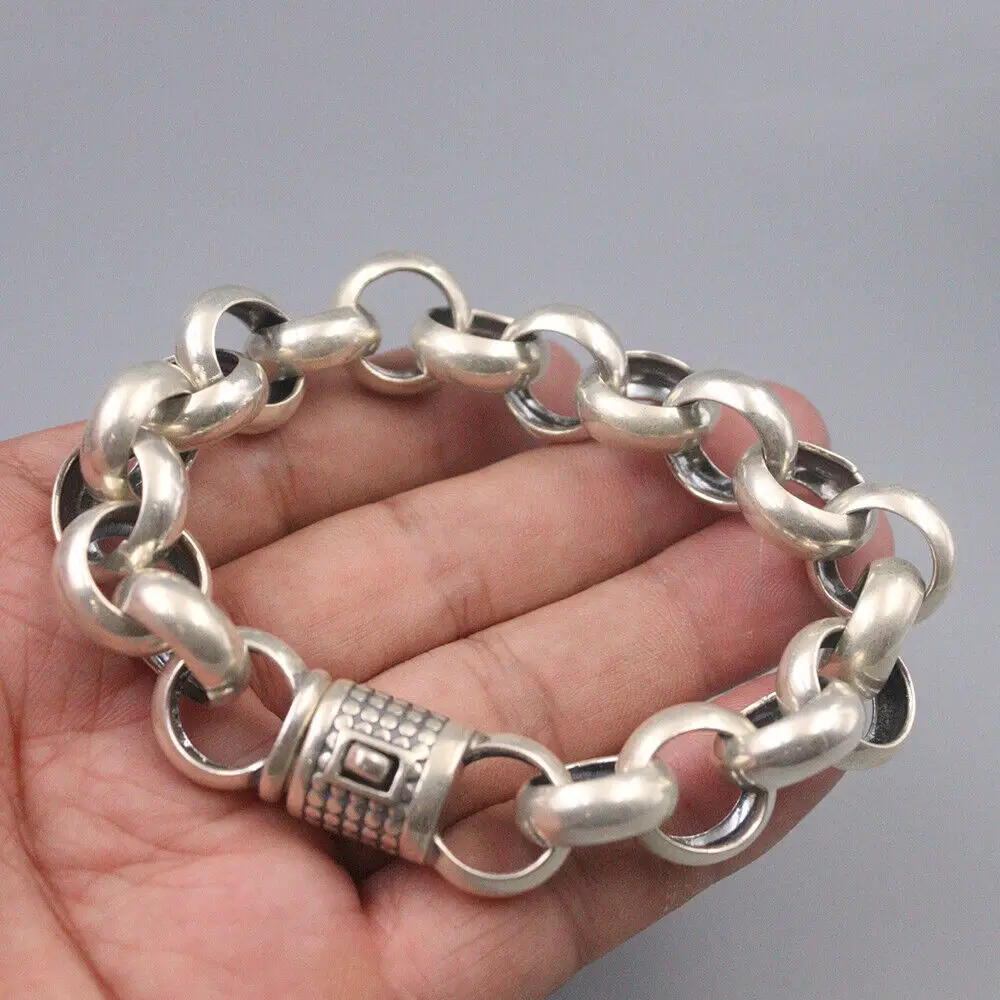 

New 925 Sterling Silver Big 16mm Rolo Link Chain Bracelet 8.66" L
