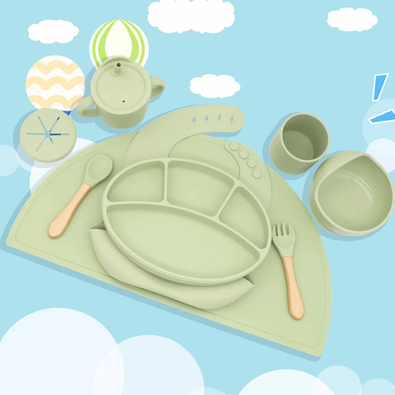 

Y1UB 8x/Set Baby Dishes Sets Food Grade Silicone Multicolors Tableware