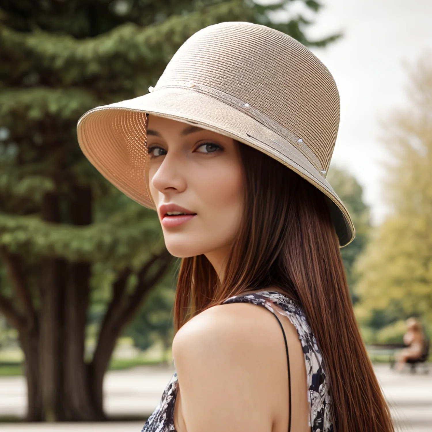 Women's Wide Brim Summer Sun Hat, UV Protection Beach Hat, Floppy Travel , Elegant Sunshade Accessory For Ladies