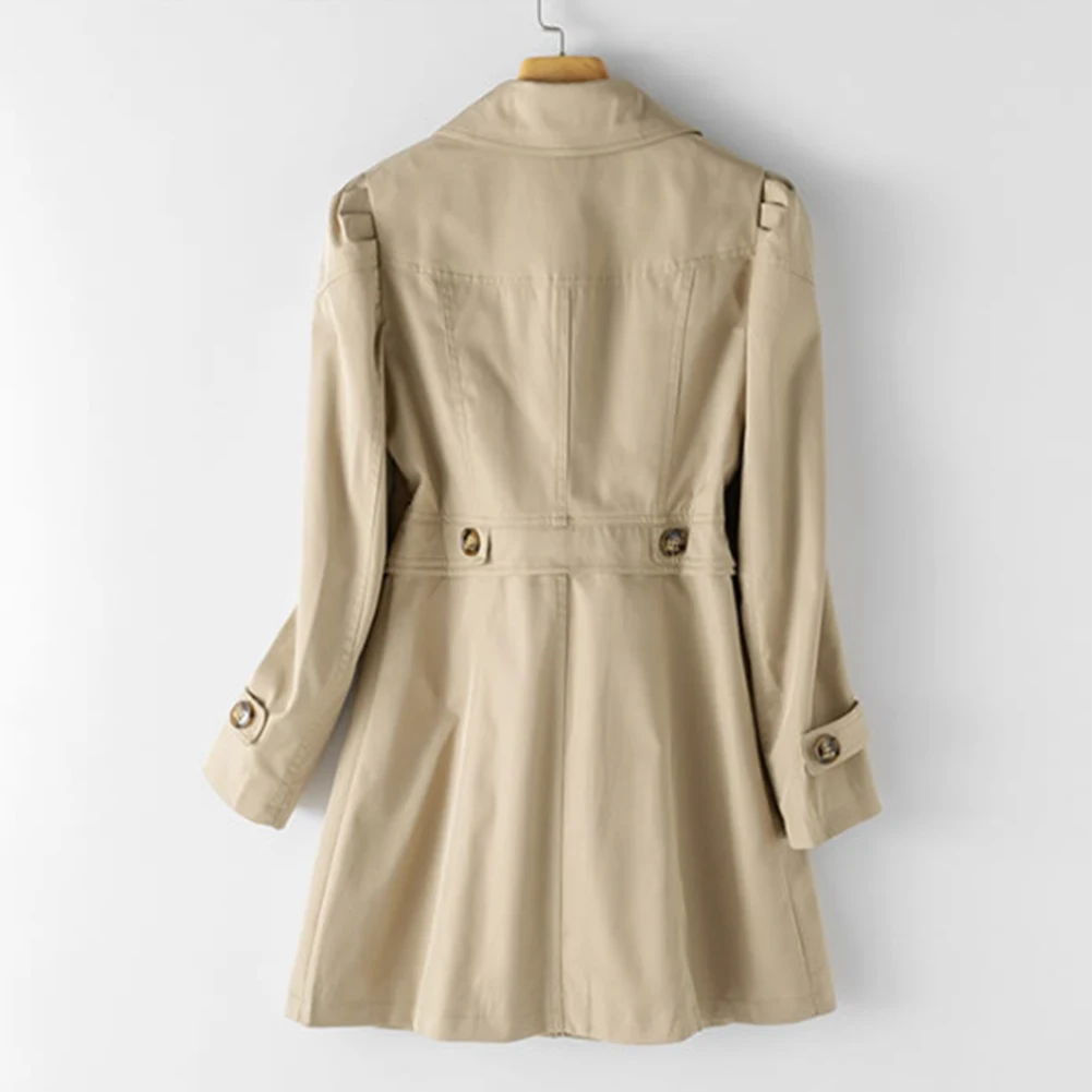 

Autumn Coat Jacket Lapel Mid-Long Non Strech Outdoor Single-breasted Temperament Commuting Woman Autumn Hot New