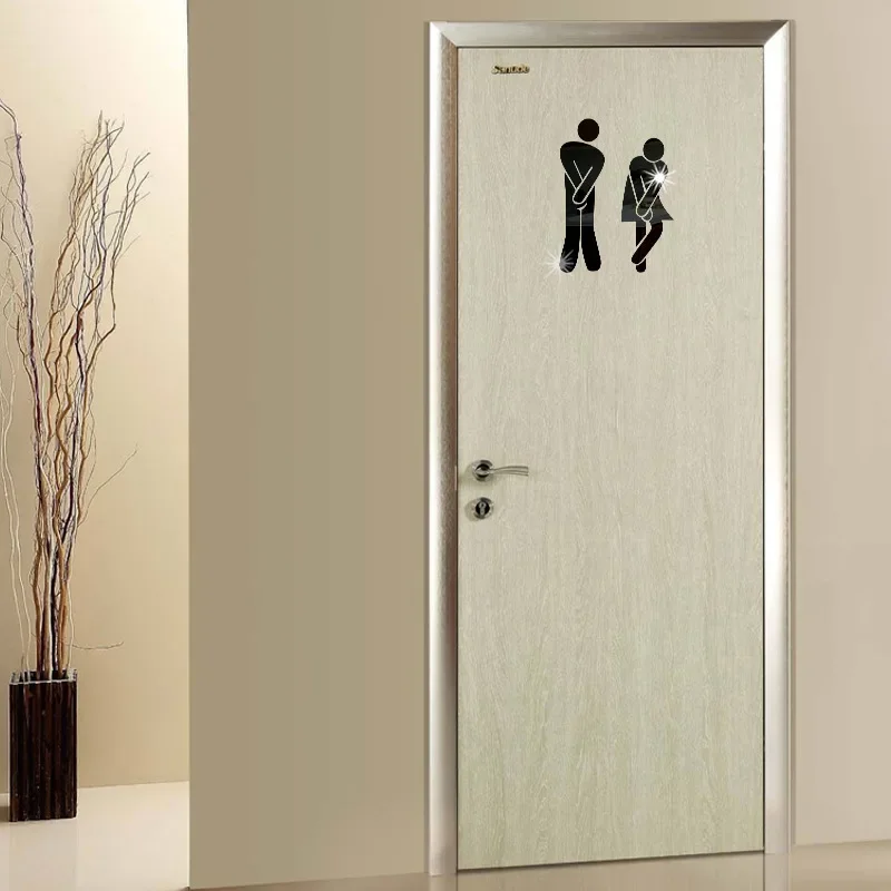 Wall Stickers Home Bedroom Mirror Sticker Toilet Room Sign Decorative Bathroom Sign