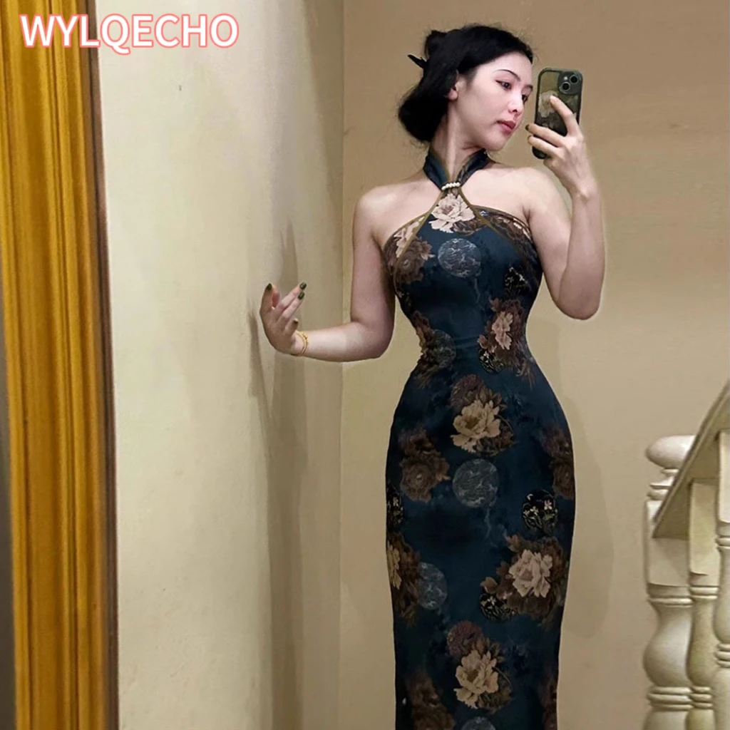 

Traditional Cheongsam Cos Pictorial Lady's Homemade New Chinese Style Improvement Pure Desire Sexy Skirt High Split Qipao Dress
