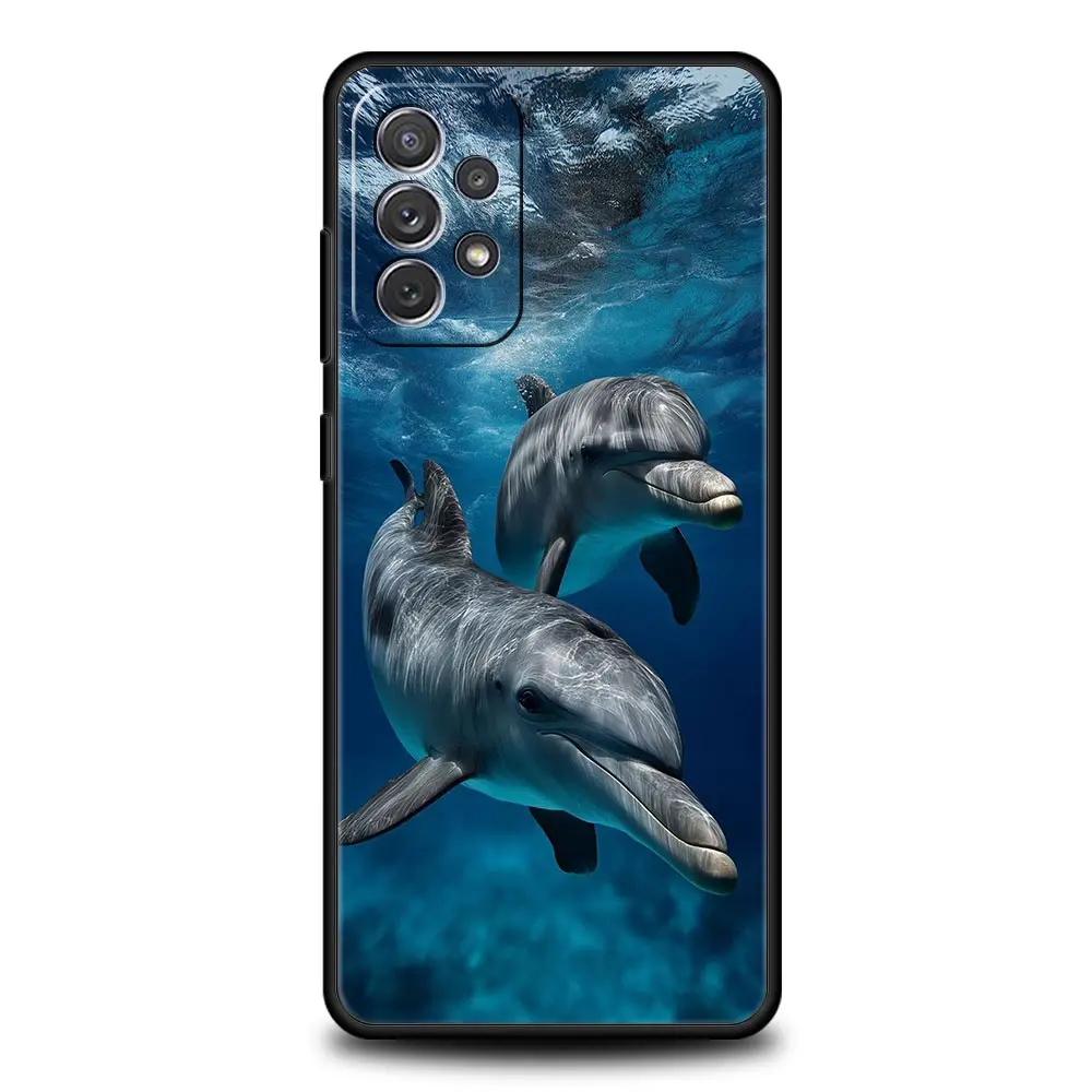 Ocean Dolphin Design Phone Case – Artistic Blue Sea Background Cover