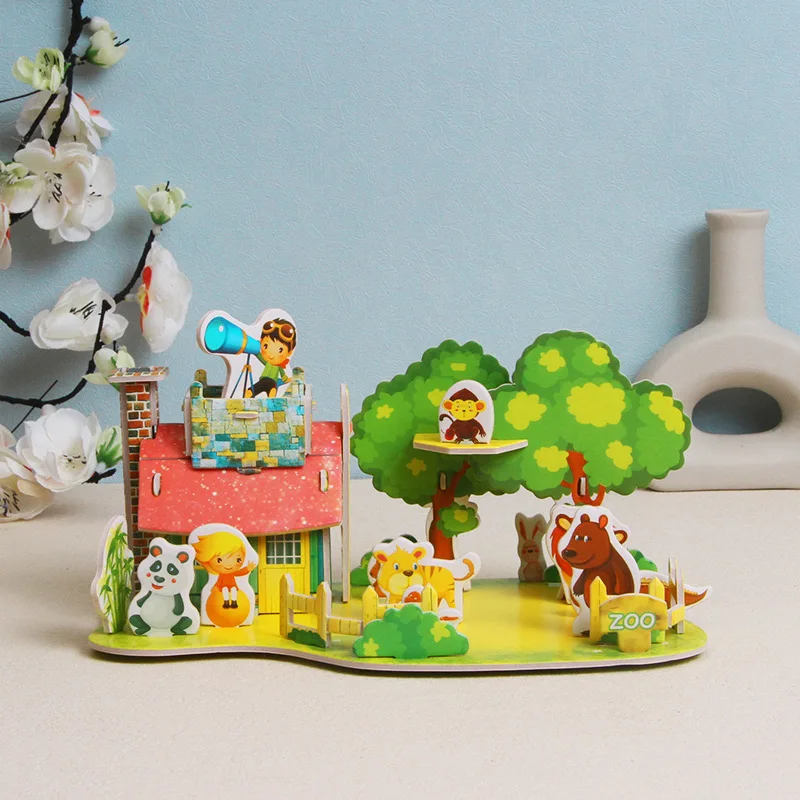 DIY Fidget Toys 3D Puzzle Paper House Kindergarten Early Education Puzzle Handmade Children's Elementary School Students 5