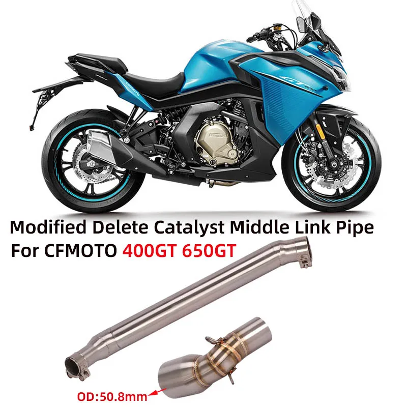 

Slip On For CFMOTO 400GT 650GT Motorcycle Exhaust System Modified Delete Catalyst Enhanced Midlle Link Pipe Connect 51mm Muffler