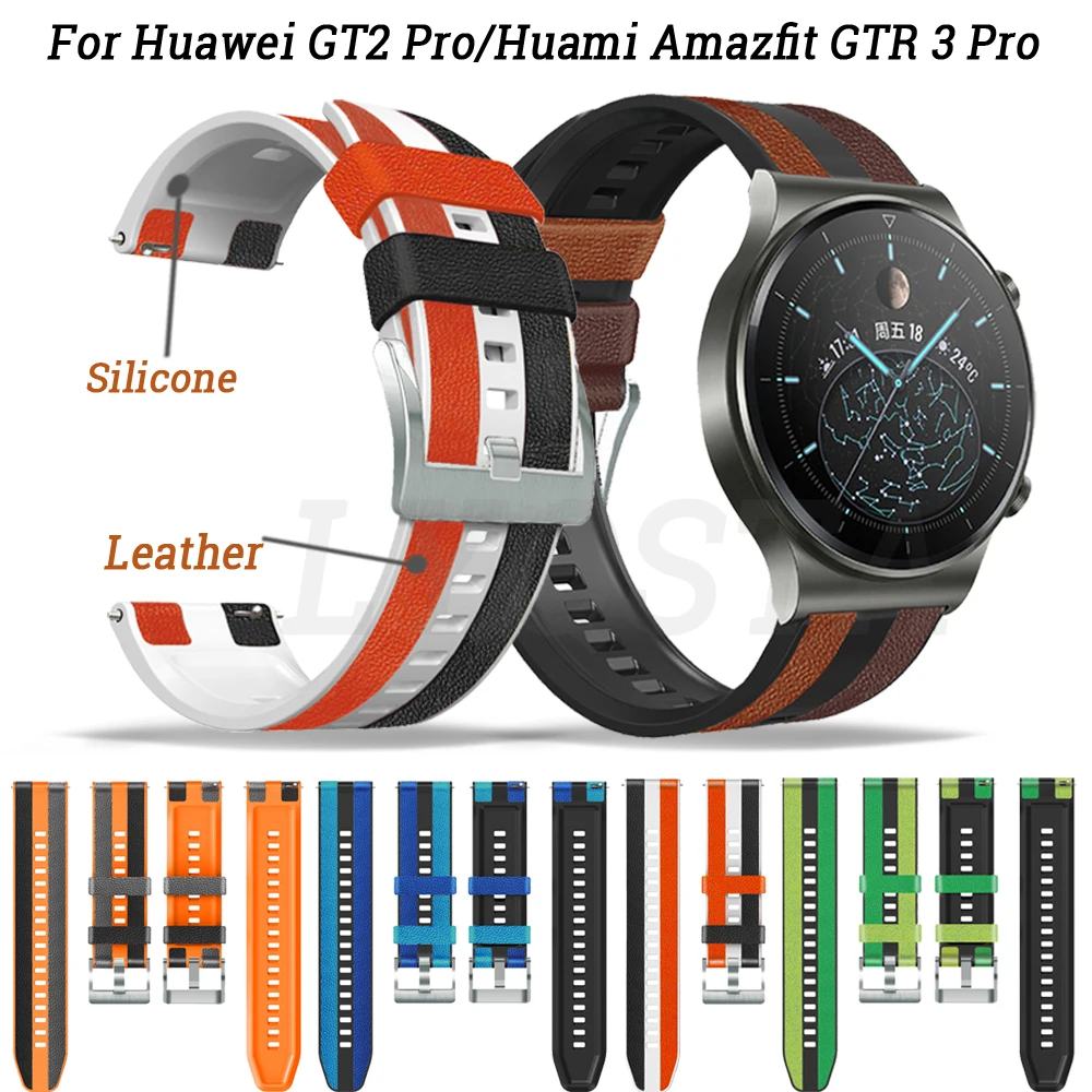 

Ремешок для смарт-часов Huawei Watch GT3 GT 3 46 мм, кожаный силиконовый браслет для Runner GT 2 GT2 Pro, аксессуары для наручных часов, 22 мм