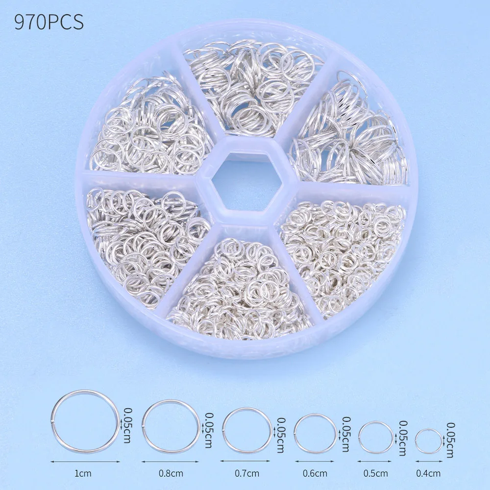 Assorted Jump Rings Set with Opening Tool for DIY Crafts - 1000 Pieces in 6 Sizes