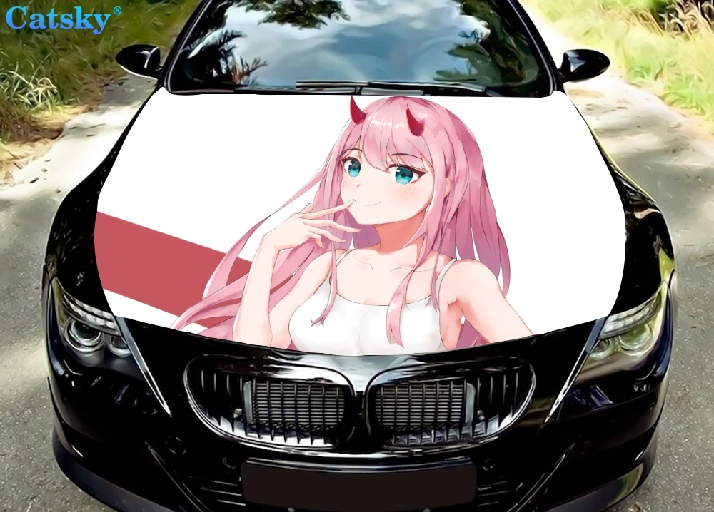 

FRANXX Zero Two Car Hood Sticker,Custom Car Hood Decoration,Hood Protection Cover,Vinyl Car Sticker,Car Body Side Color Decal