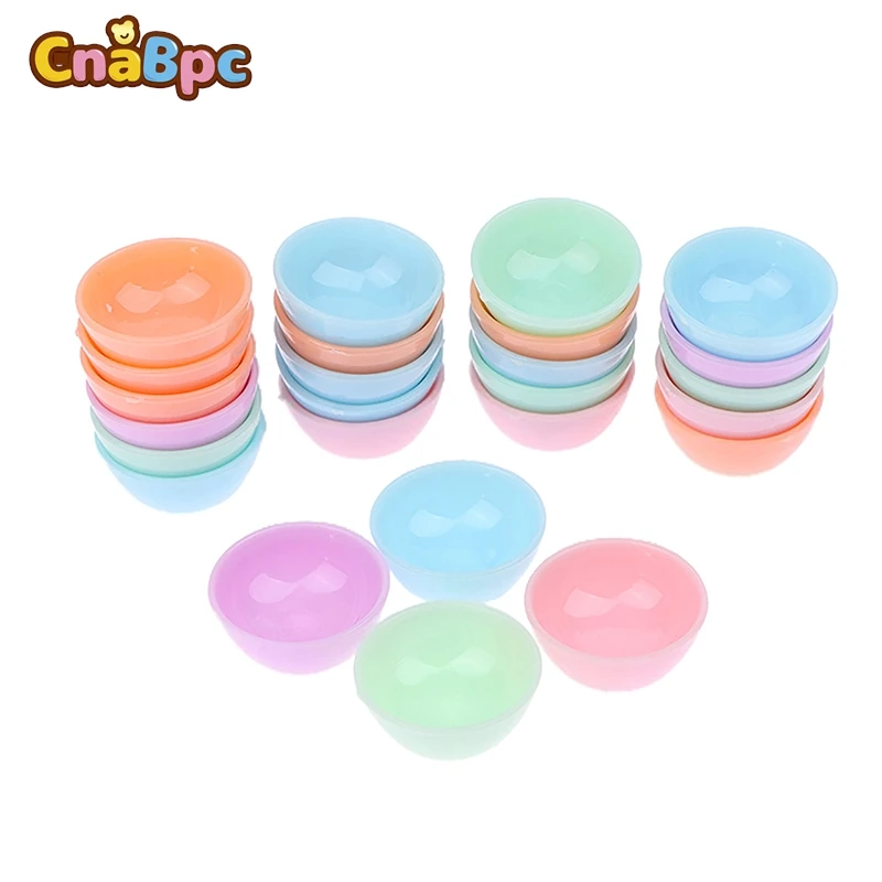 

20pcs Dollhouse Miniature Bowl Color Round Rice Bowl Dish Mini Cutlery Food Toys Model Doll House Kitchen Scene Decor Accessory