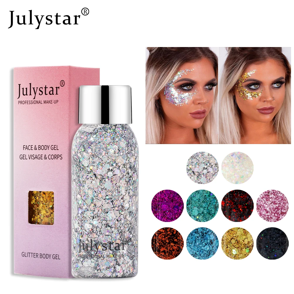 Glitter eye shadow Julystar glitter eye shadow liquid face body sequin gel 10 colors