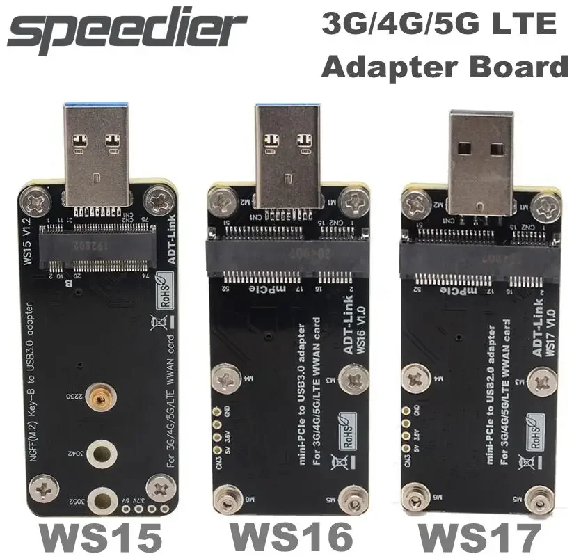

ADT M.2 Key B To USB 3.0 Adapter Board 4G/5G LTE 3042/3052 WWAN Card Large Volatge USB 3.0/2.0 To Mini-PCIe Riser Card Dual SIM