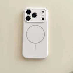 MagSafe - Compatible Magnetic Wireless Charging Silicone Phone Case with Solid Color Design for iPhone 17 (White)
