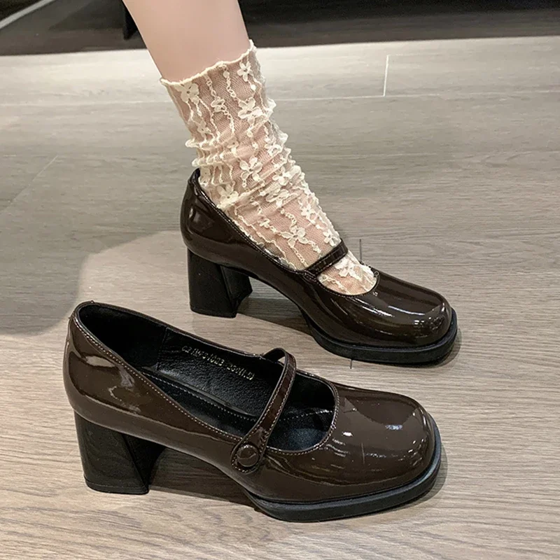 

Summer Mary Jane High Heels Shoes Women Chunky Luxurty Sandals Shoes Fashion New Designer 2024 Dress Lolita Women Zapatos Pumps