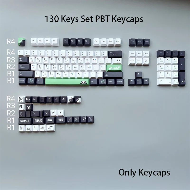 

Novelty Panda Theme PBT Keycaps 130 Keys Set Gamer Mechanical Keyboard Cherry Profile Custom Gaming Extra Key Caps Dye-Subbed
