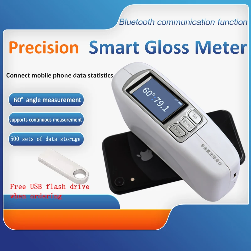 

60 Degree USB PC Connected Bluetooth software Data storage 0-200GU rechargeable Battery Precision Supporting Gloss Meter