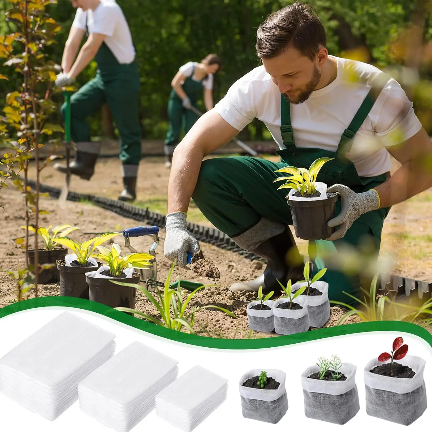 100/1000pcs Degradable Non-woven Plant Grow Bags Sapling Seed Nursery Bag Grow Pockets Planting Cultivation Pouches Garden Tools