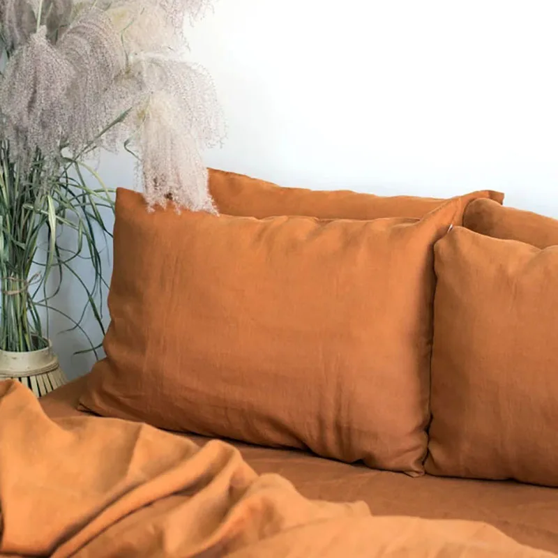 

Solid Color Bed Pillowcases, 100% Linen, Standard Pillow Cover for Bedding, Bedroom, Multi-size Optional, Wholesale