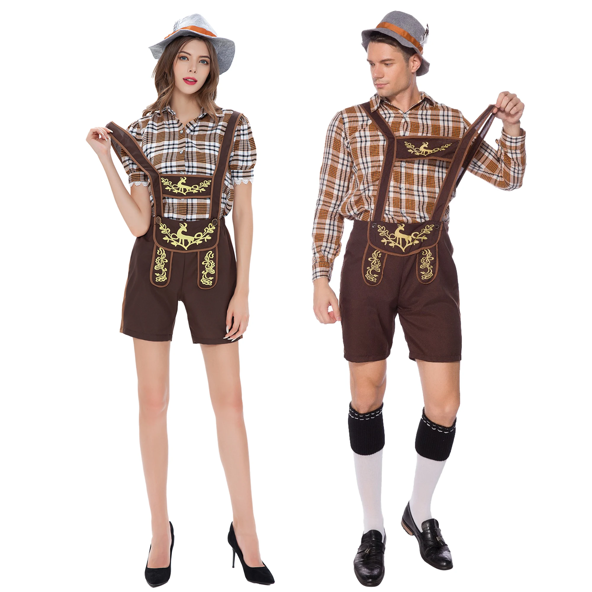 

Костюм для взрослых пар, Октоберфест, Lederhosen, парад, таверна, бармена, официантка, косплей, карнавал, Хэллоуин, стандартное платье