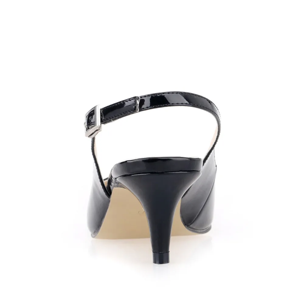 Daily all-match Sandal Shoes Pointed High Heels Large Size Pumps New 6cm Low Casual Back Empty Buckle Red Wedding shoes 5