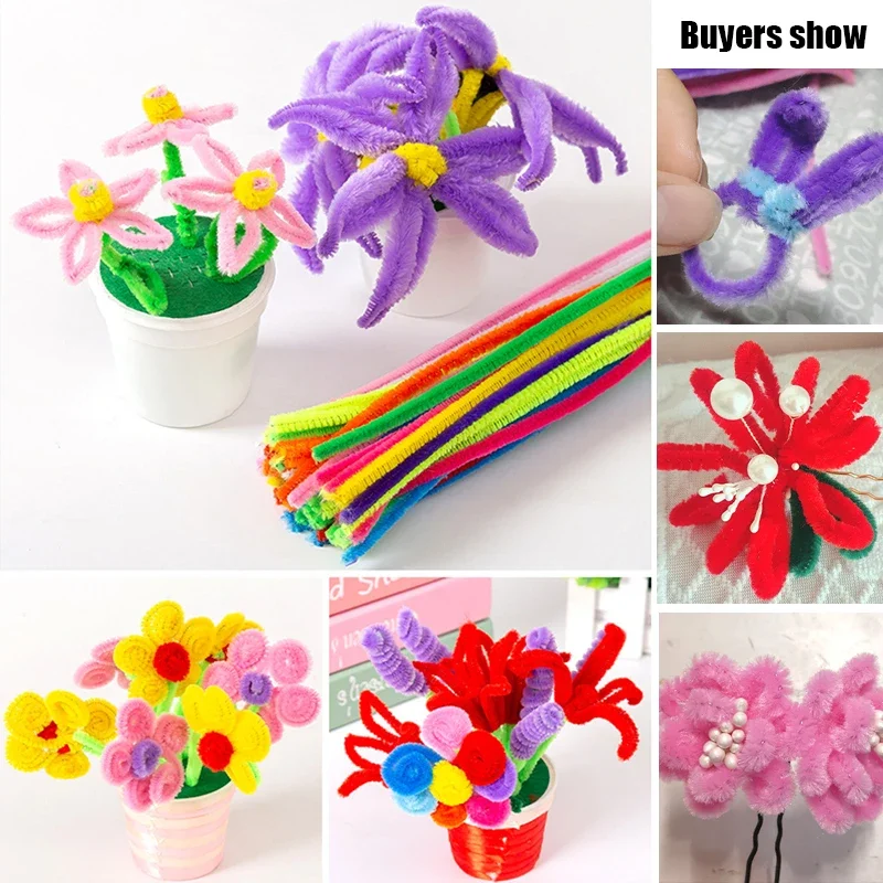 20/100PCS Colorful Twisted Rod Creative DIY Handcraft Twisting Bar Wool Root Fluffy Bar Iron Wire Imaginative Decorations chenille pipe cleaners,craft supplies,chenille craft supplies