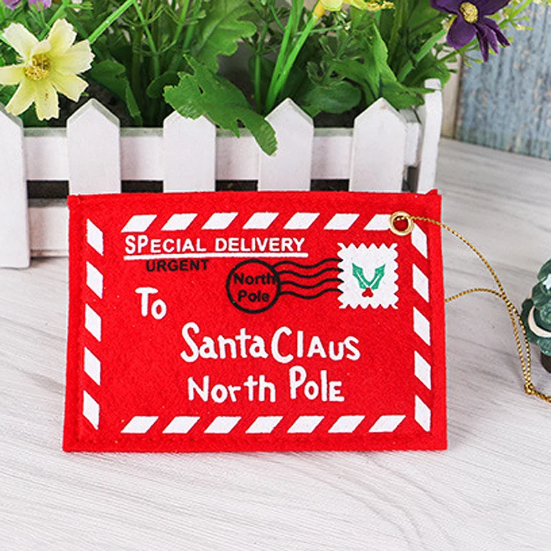 1 piece of 12.5cm * 8cm red non-woven envelope letter storage bag, New Year's holiday Christmas tree pendant to celebrate wishes
