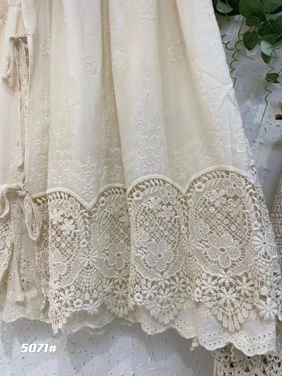 Vintage Hollow Out Cotton Linen Skirt Women Mori Girl