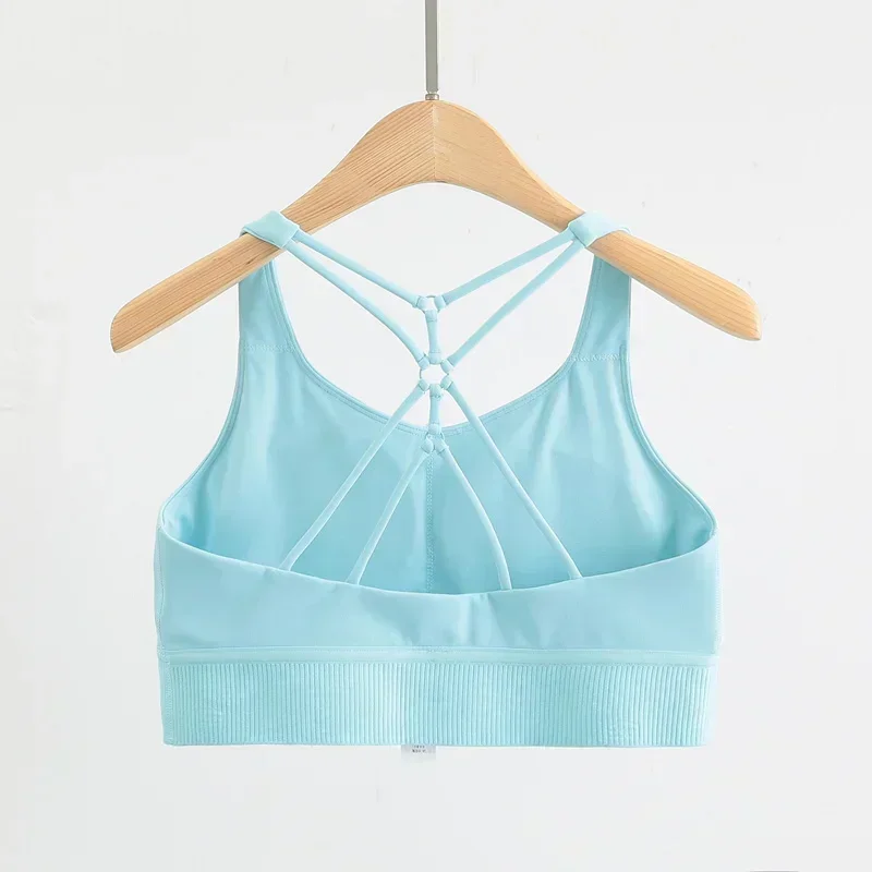 Lemon Ultra Soft Nylon Strappy Sports Bras Women Criss Cross Back Padded Workout Yoga Bra Gym High Stretch Support Crop Tops