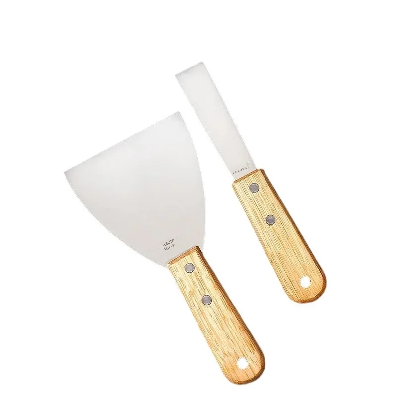 Deli Stainless Steel Wooden Handle Oil Grey Putty Knife Shovel Cleaning Shovel Sharpened Edge Stainless Steel Janitorial Tools putty knife scraper drywall spatula wall scraper paint scraper