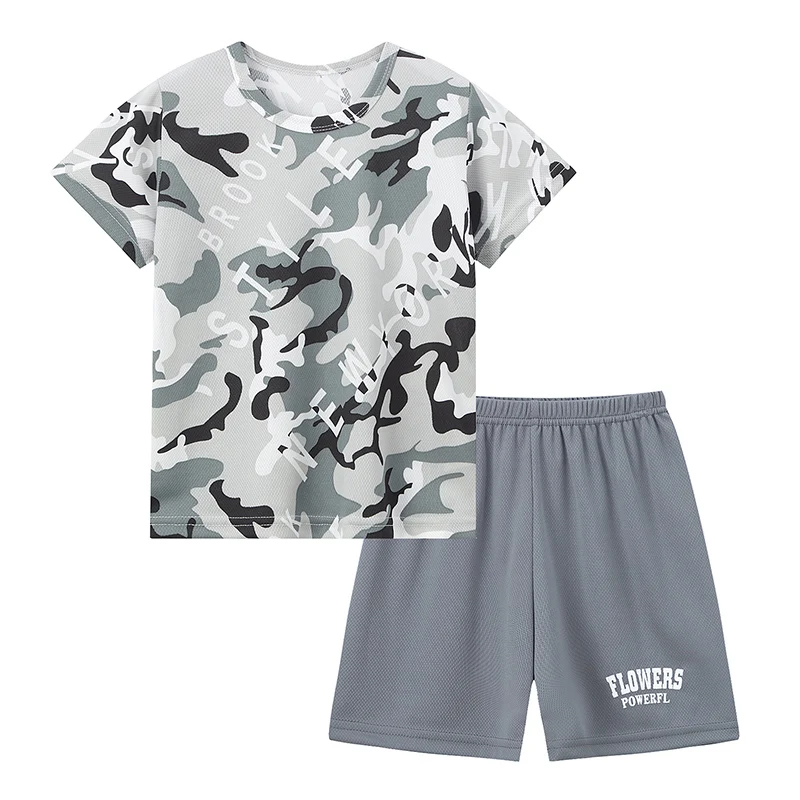 2/6 Pack Multicolor Camouflage Quick-drying Suit for Summer Children Boys Sports Running Short-sleeved Shorts Girls Leisure Suit 4
