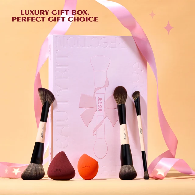 Premium Makeup Brush Set (3/7 Pieces) – Double-Sided with Sponge and Gift Box