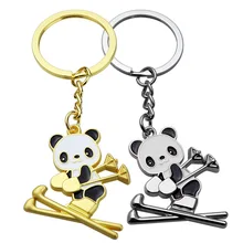 

Fashion Cute Winter Skiing Panda Keychain Bin Key Ring Animal Keychain For Car Keys Phone Bag Pendant Car Accessories For volks