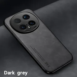 Luxury Leather Case with Metal Plate Support - Elegant Car Hold Cover for Honor X5c (DarkGrey)