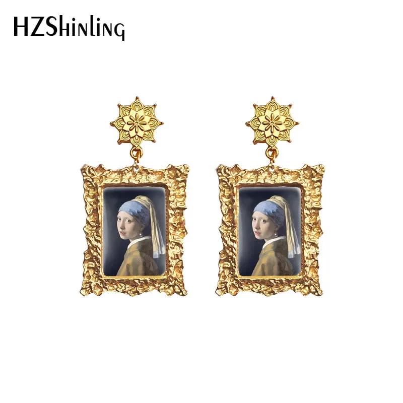 Drop Earrings for World Paintings Girl with pearl earring Mona Lisa Starry Night drop earrings ear loops jewelry