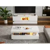 Modern High Glossy Coffee Table, White Coffee Table with 2 Storage Drawers and Acrylic Design Open Space, Rectangle Coffe 3