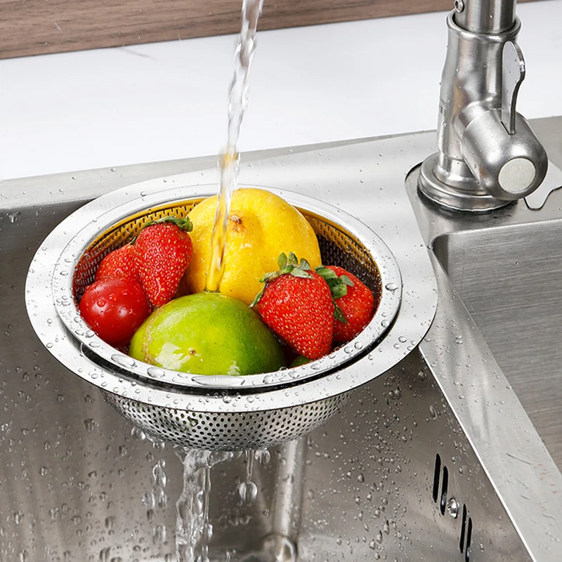 Kitchen Sink Strainer With Handle Stainless Steel Mesh Drain Filter Sink Drain Basket Waste Plug Strainers Kitchen Accessories