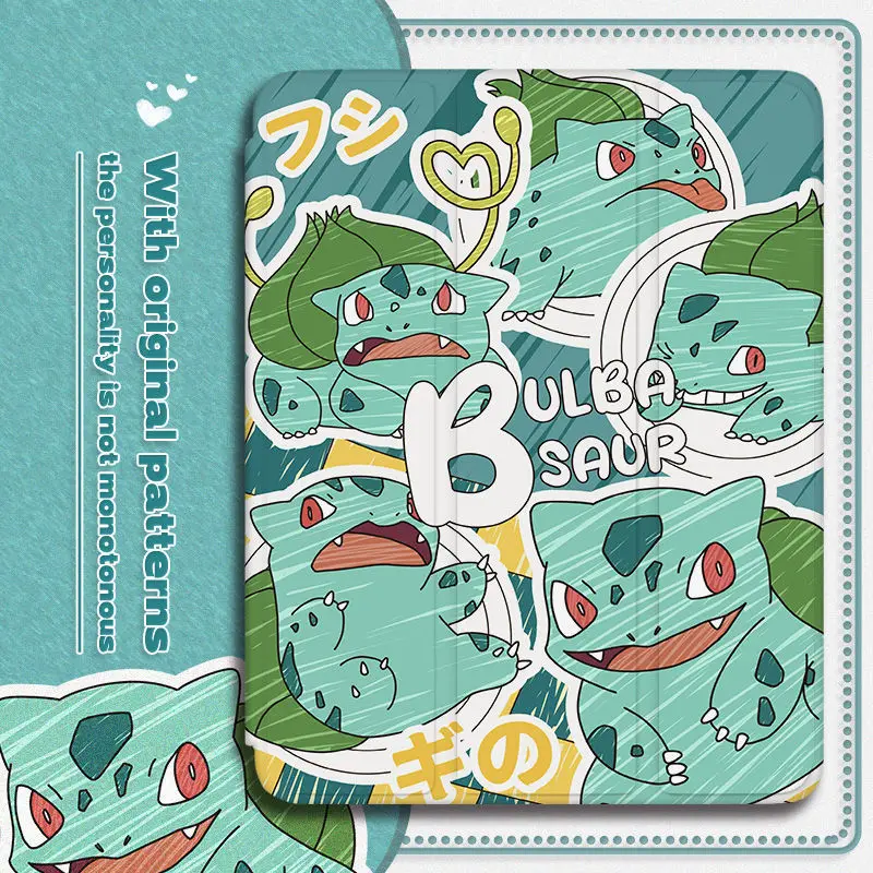 dos Desenhos Animados Bulbasaur com Lápis Slot Holder Capa para Ipad Air 10.2 9th 8th Gen 12.9 11 Mini 2023 Case - Imagem 4