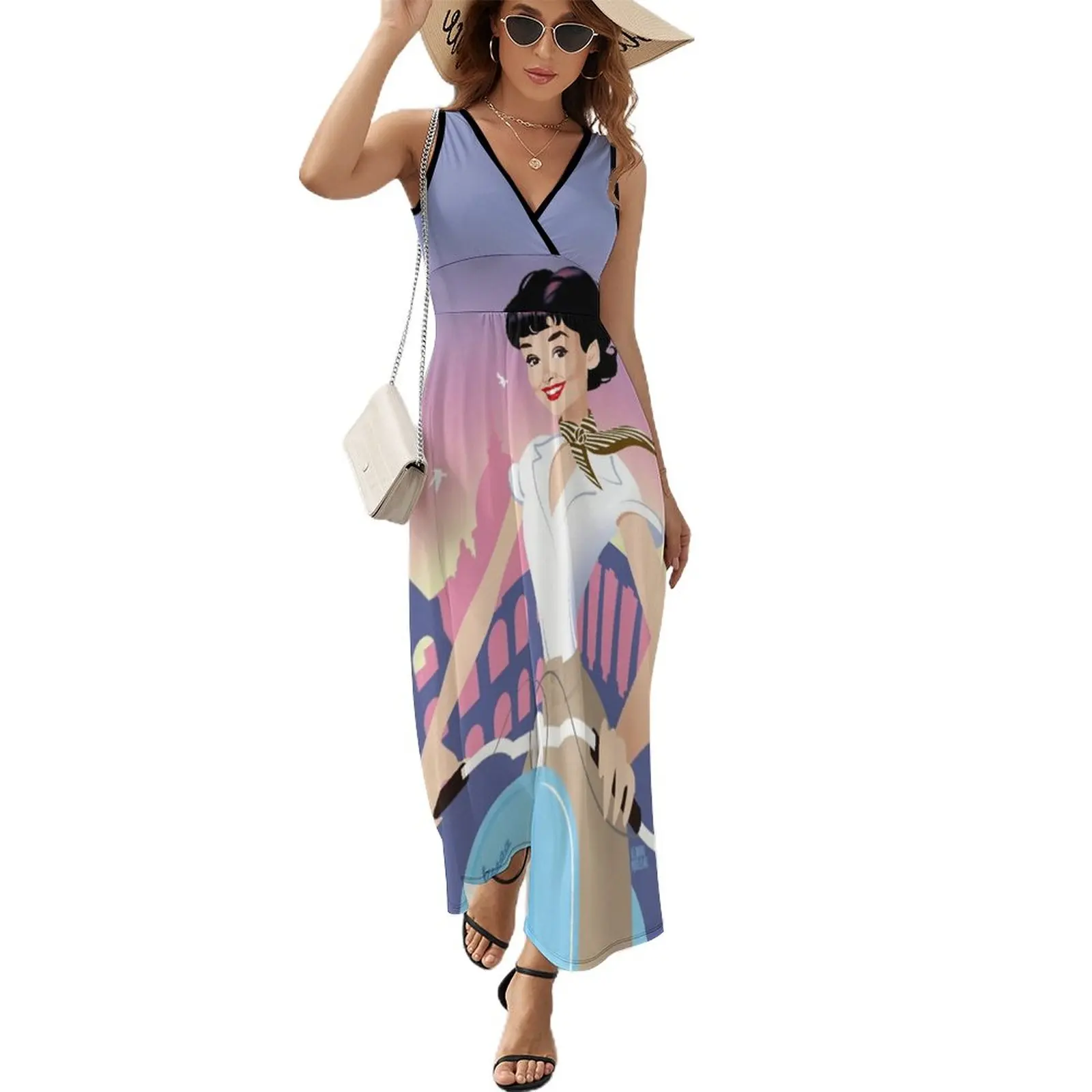 

Женское платье без рукавов в римском стиле