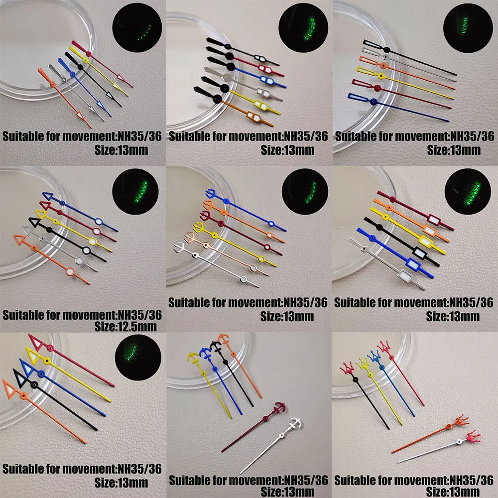 

NH35 Серебряная игла зеленая светоизлучающая/не фотоизлучающая, аксессуар для часов, подходит для NH35 б/у NH36 механизм M1 ~ M13