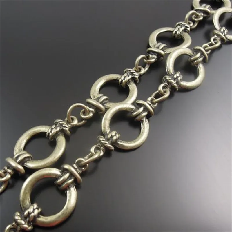 1Meter Bohemia Antique Bronze Silver Color Chain For Bracelet Handmade Jewelry Chains Necklace Chain Necklaces Women Vintage DIY