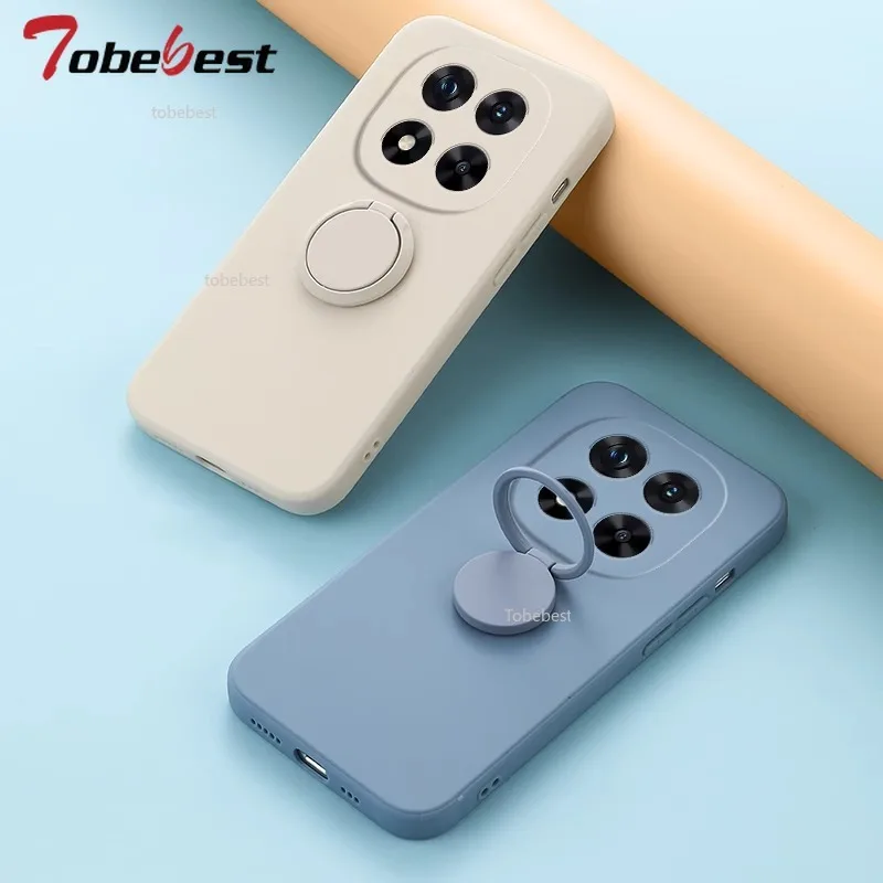Silicone Square Soft Back Cover with 360° Finger Ring Phone Holder