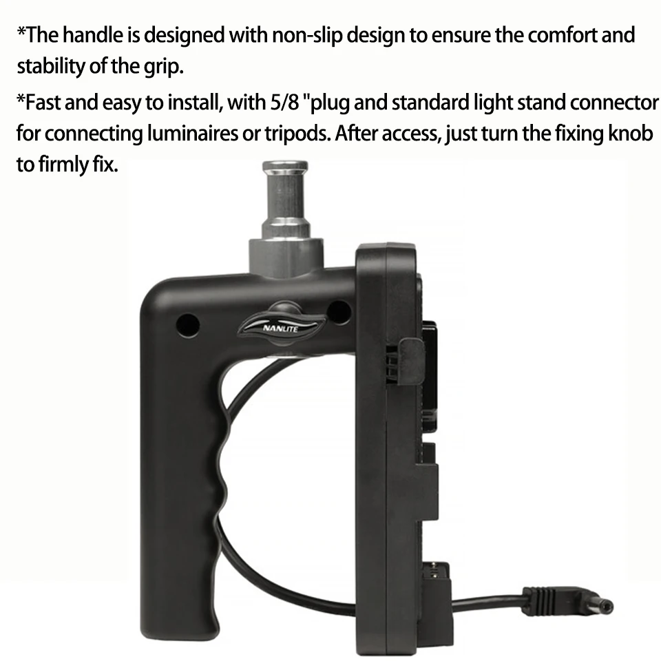 Nanlite BT-BG-V V-Mount Battery Grip with DC Connector for Forza 60 II Forza 60B II 60C 60CR FC-60B